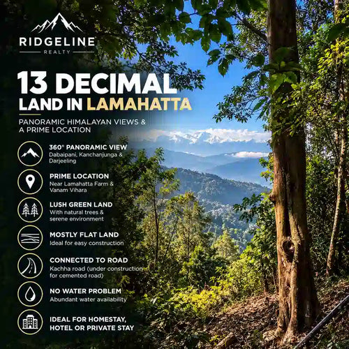 13 decimal land for sale in Lamahatta, Darjeeling with clear Kanchenjunga view